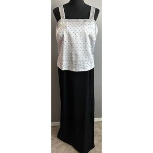 Montage By Mon Cheri Black/White Beaded Evening Gown Mother O T Bride Dress 16